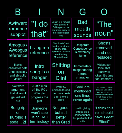 TAZCJ Steeplechase Bingo Card