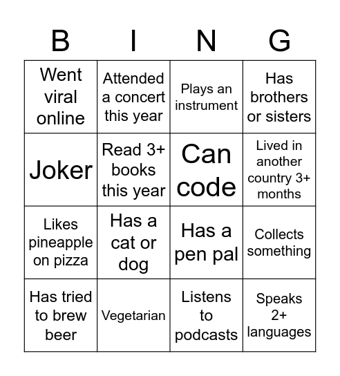 TEM Bingo Card