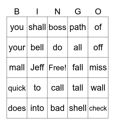 1.4 BINGO Card