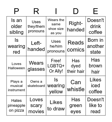 GSA Get To Know You (Find Someone Who) Bingo Card