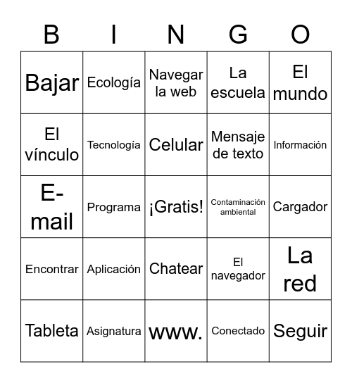 Español 2- Unidad 1 Lec. A Bingo Card