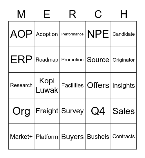 MERCH Bingo Card