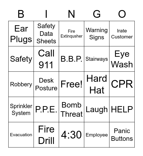 OFFICE SAFETY Bingo Card