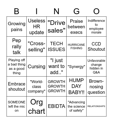 Town Hall Bingo Card