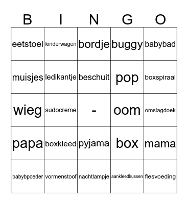 Haniehs Baby Shower Bingo Card