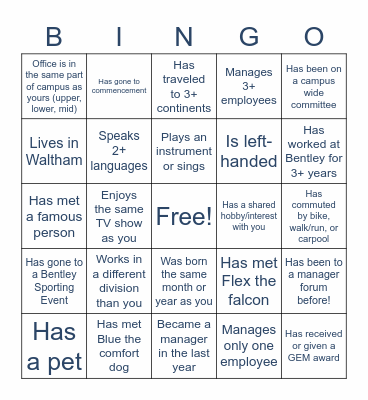 Meet a manager who... Bingo Card