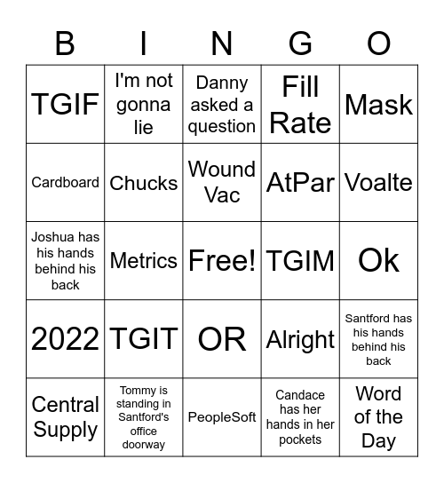 Supply Chain Week 2022 Bingo Card