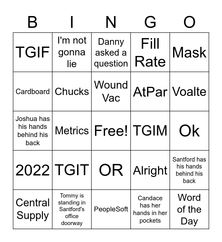 Supply Chain Week 2022 Bingo Card
