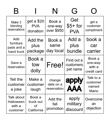 Customer Service Week Bingo Card