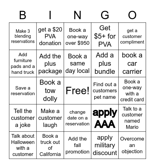 Customer Service Week Bingo Card