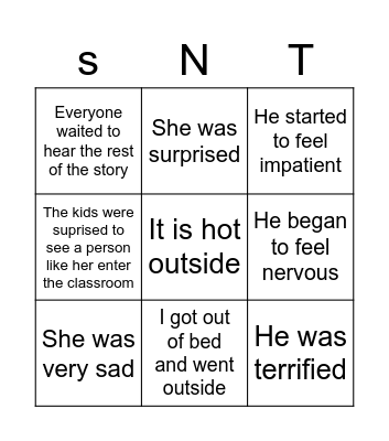 Show, don't tell! Bingo Card