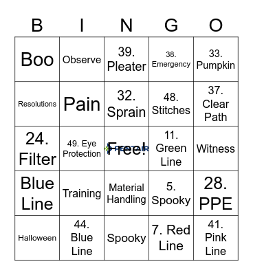 Spooky Safety Bingo Card
