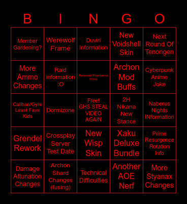 September Dev-Stream Bingo Card