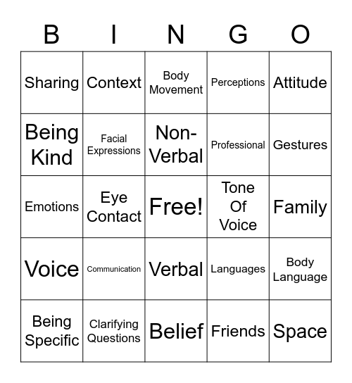 Communication workshops Bingo Card