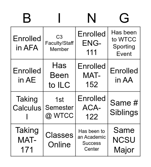 C3  Bingo Card