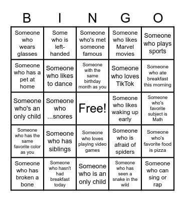 Human Bingo Card