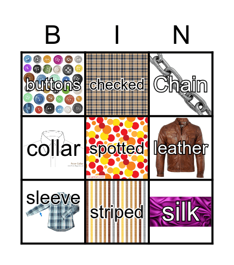 materials and patterns Bingo Card