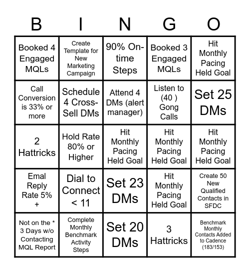 FN Monthly Bingo Card