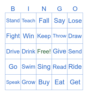 Past Simple Verbs! Bingo Card