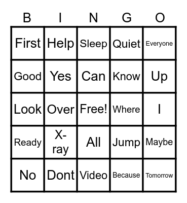American Sign Language Bingo Card