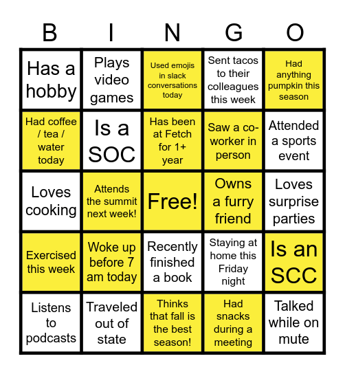 SOCs and Pegasus BINGO Card