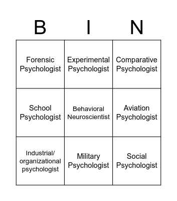 Psychology Bingo Card