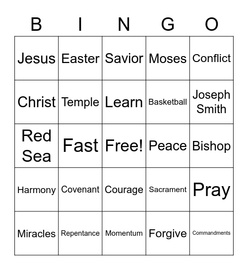 Spiritual Momentum Bingo Card