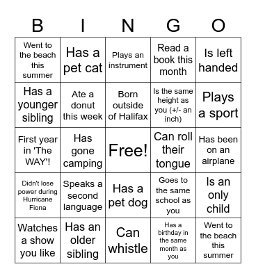 The WAY Meet & Greet Bingo Card