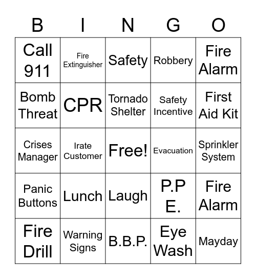 OFFICE SAFETY Bingo Card