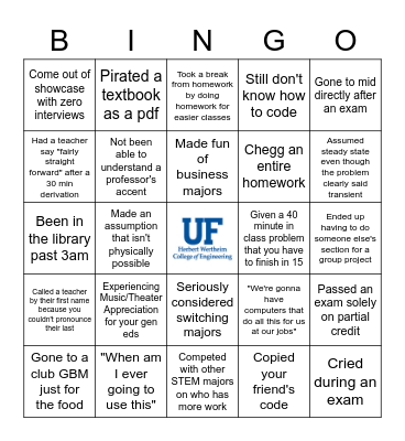 Engineering Bingo Card