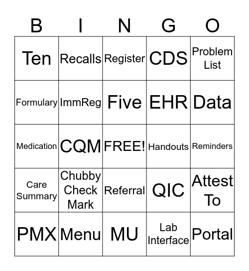 Menu Measures Bingo! Bingo Card