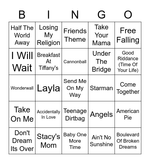 Round One Bingo Card
