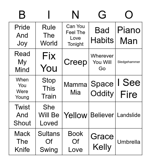 Round One Bingo Card