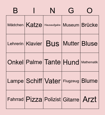 Deutsch 9.b Bingo Card