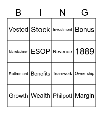 Philpott ESOP Bingo Card