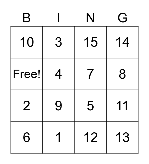 Scale Bing Bingo Card