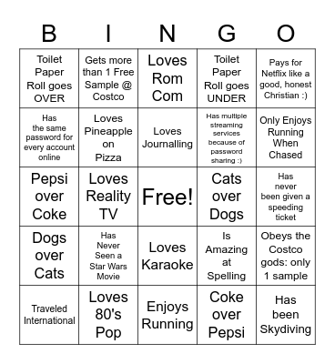 Vision Night BINGO Card