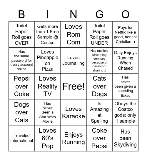 Vision Night BINGO Card