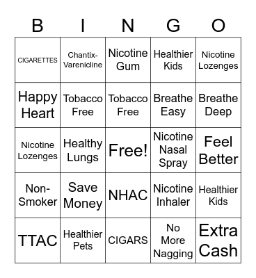 Healthy Lung Month Bingo Card