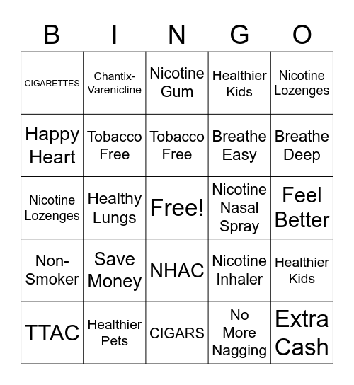 Healthy Lung Month Bingo Card