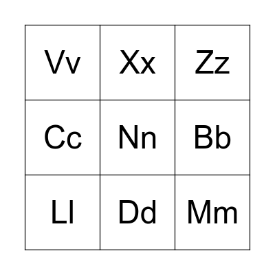 alphabet Bingo Card