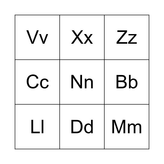 alphabet Bingo Card