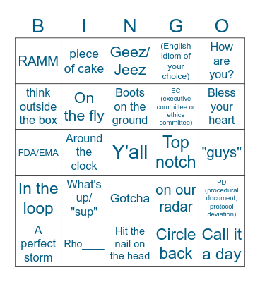 PM Summit Bingo Card
