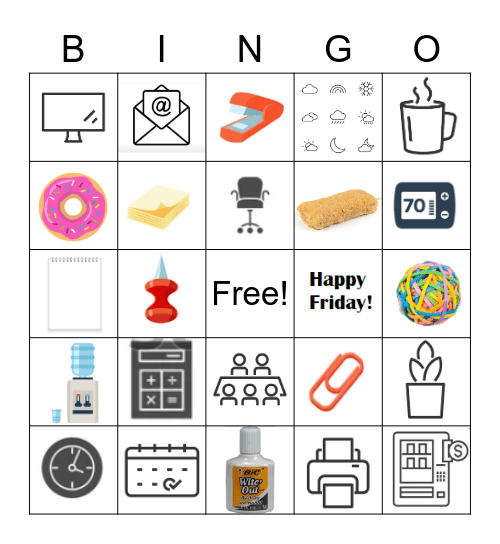 Office Items Bingo Card