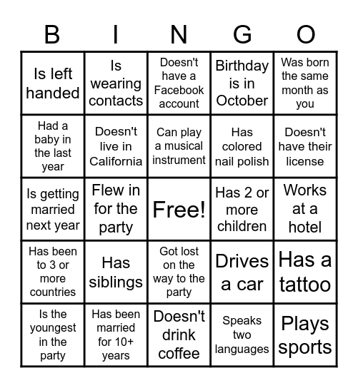 FAMILY BINGO Card