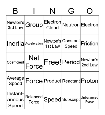 Vocabulary Bingo Card