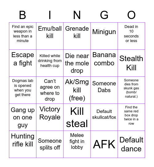 SAR bingo Card