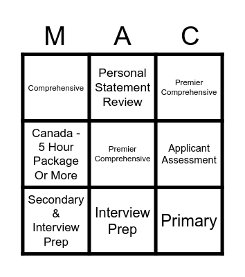 MAC Blackout Bingo Card