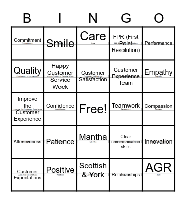 Customer Service Week 2022 Bingo Card