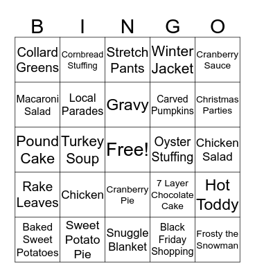 Thanksgiving Bingo Card